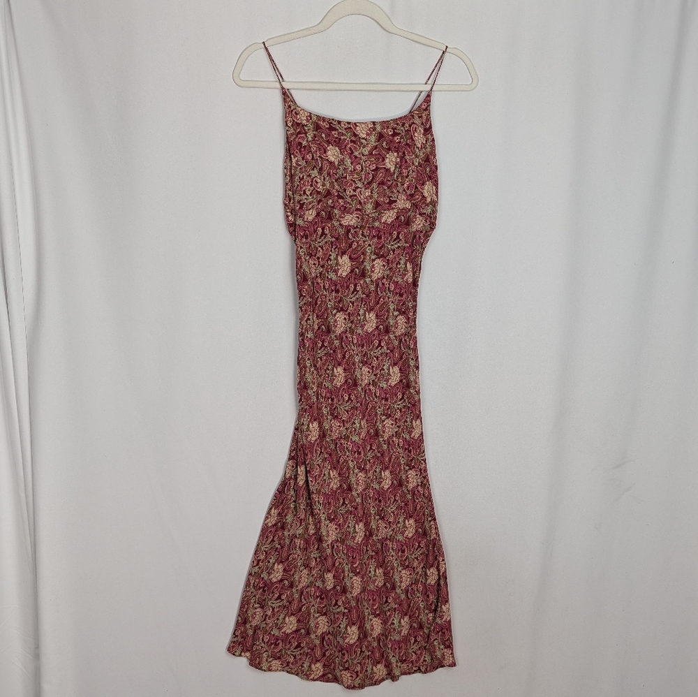 Vintage Angie Paisley Slip Dress Lace Up
